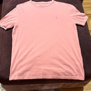 All Saints Men's Pink Short Sleeve Tee - Large
